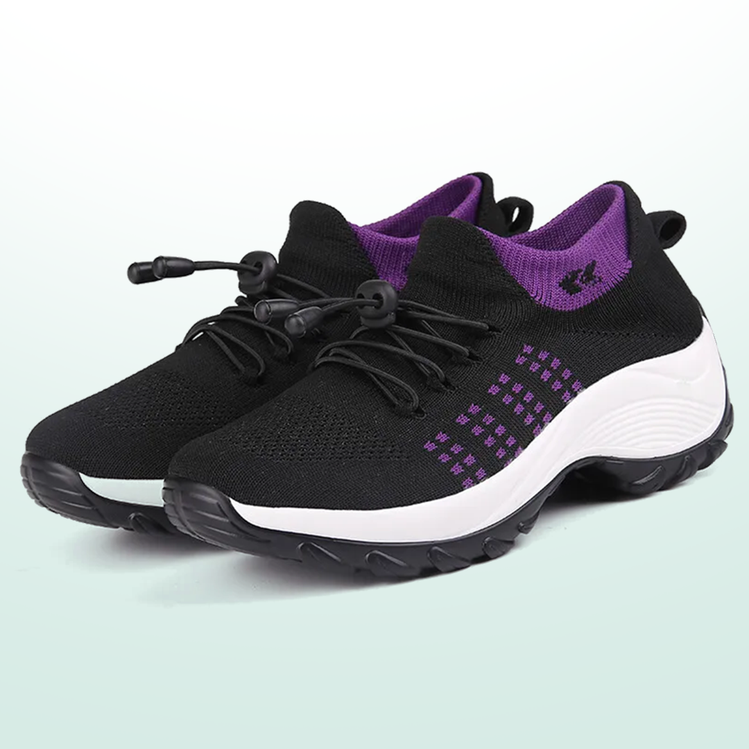 Ambulo Orthopädische Schuhe Strickstoff - Lila Schwarz