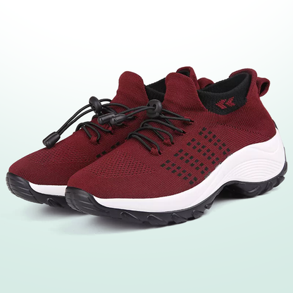 Ambulo Orthopädische Schuhe Strickstoff - Schwarz Rot